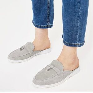 Replica Mule Closed Toe Slip on Flat Slides Loafer Slippers beige suede size 7